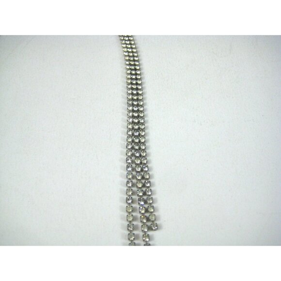 Long Silver Tone Rhinestone Dangle Earrings 8 Inch Drop Statement Sparkle Party - Picture 3 of 8